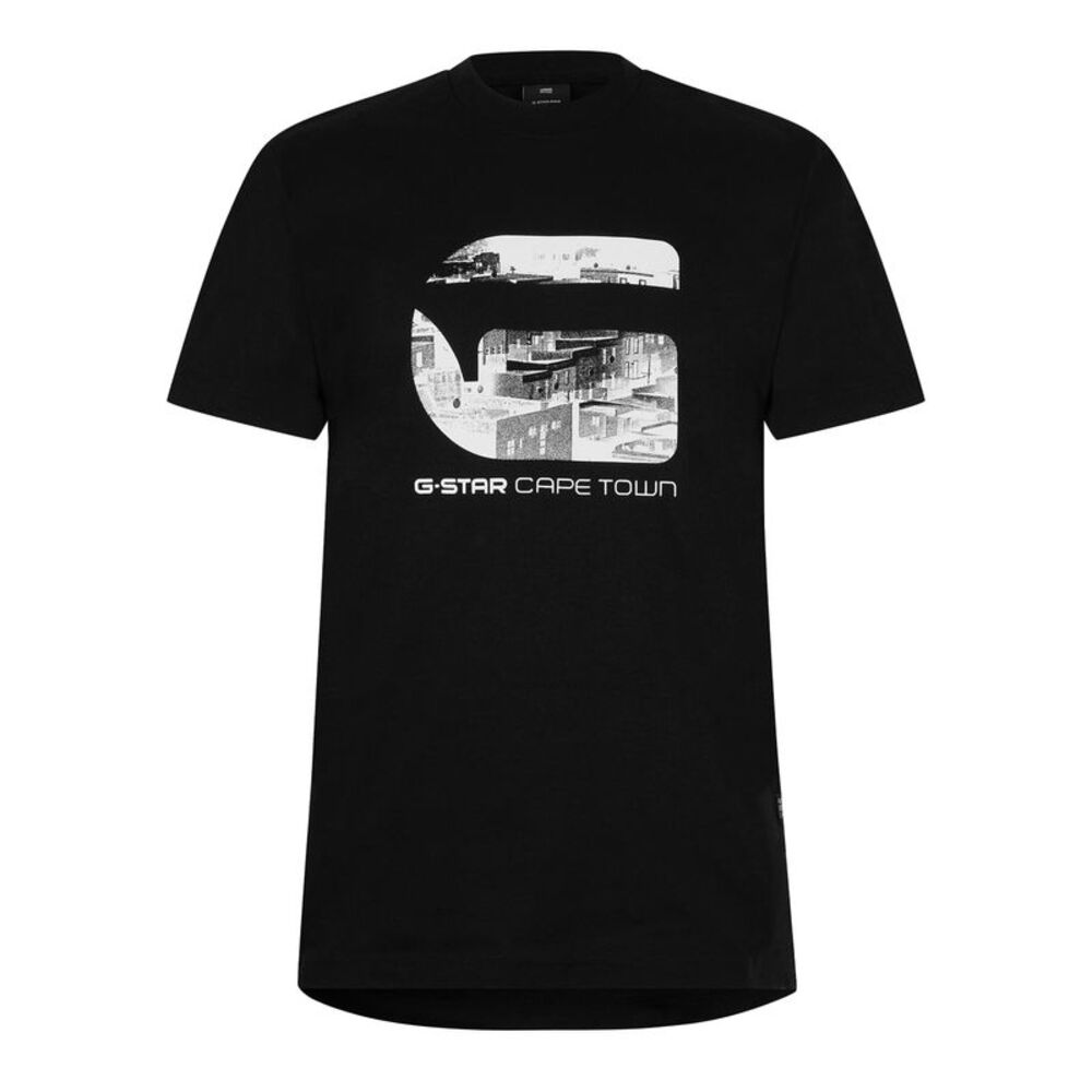 G-Star Mens Cape Town Graphic Print Natural Cotton T-Shirt / Dark Black